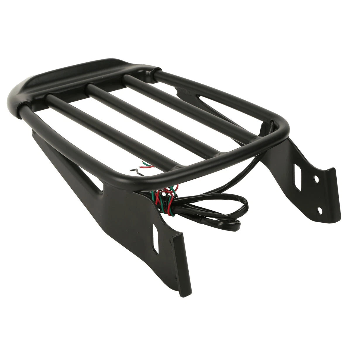 Black Two-Up Detachable Luggage Rack with LED Light for Harley Softail (1984-2005)