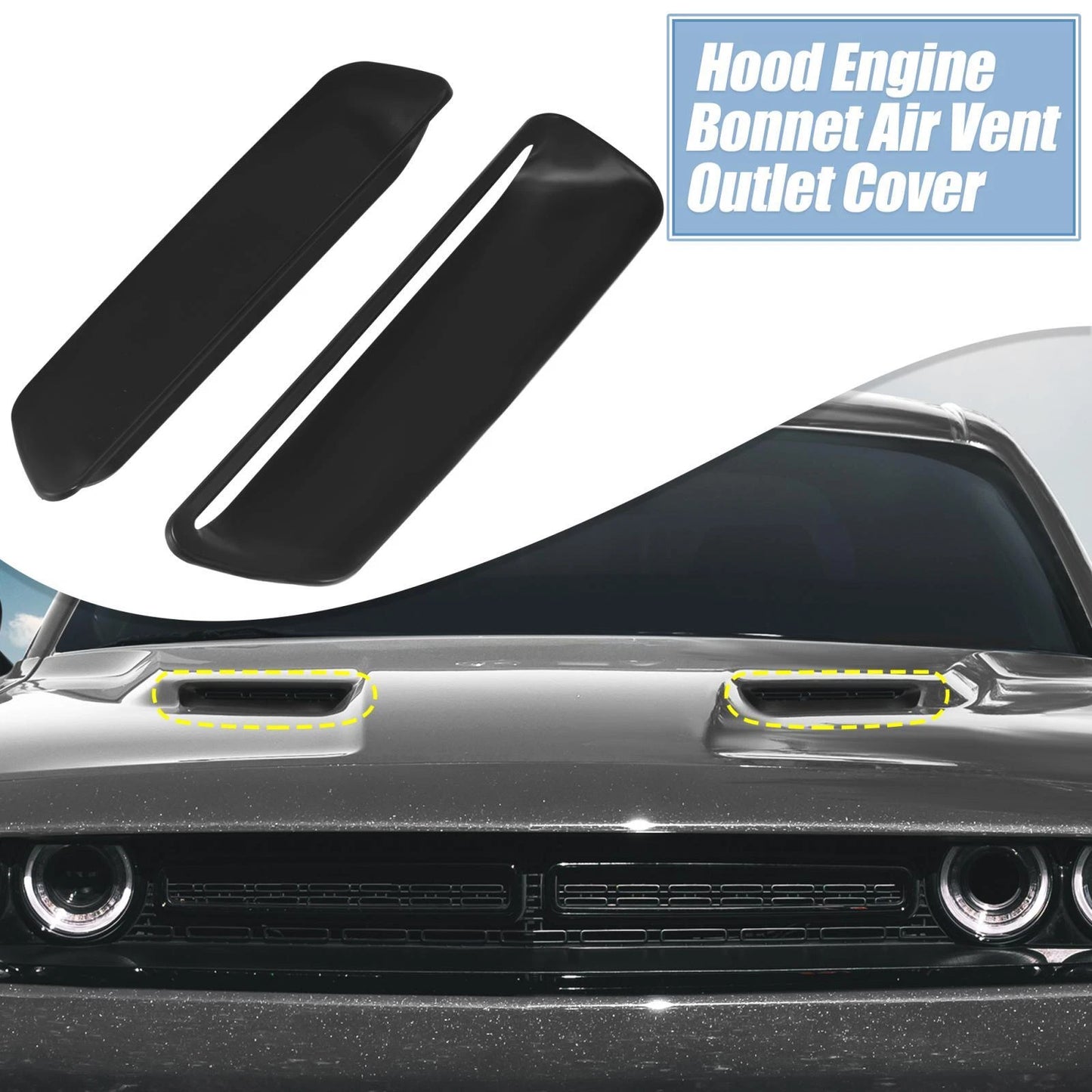 Pair Engine Hood Air Conditioner Outlet Cover Trim Black for Dodge Challenger