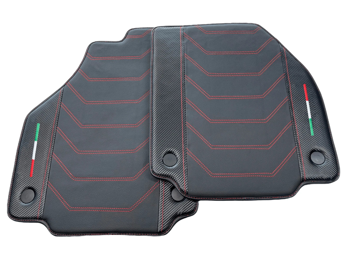 Leather Floor Mats for Ferrari 458 Italia (2010-2015) - Tailored Carbon Fiber Red