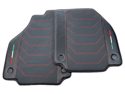 Leather Floor Mats for Ferrari 458 Italia (2010-2015) - Tailored Carbon Fiber Red