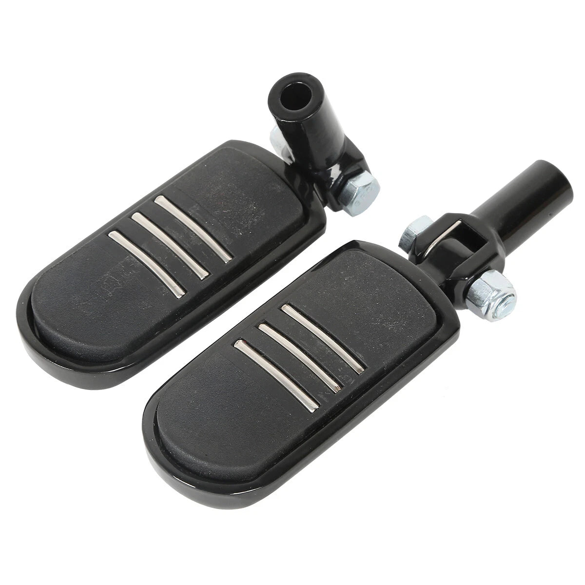 Black Passenger Footpegs Mounts for Harley Heritage Softail Fatboy (2000-2006)
