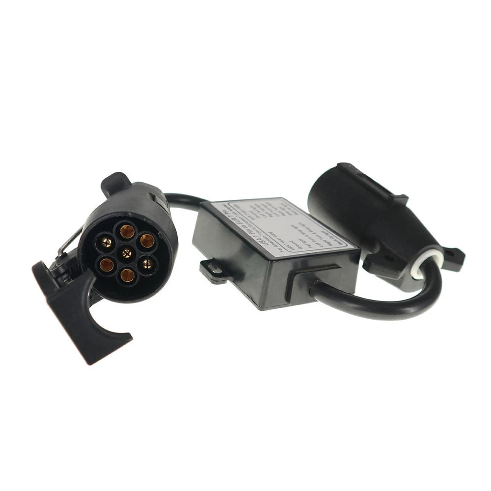 7-Way Blade to 7-Pin Round Trailer Light Converter for USA to EU
