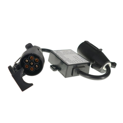 7-Way Blade to 7-Pin Round Trailer Light Converter for USA to EU