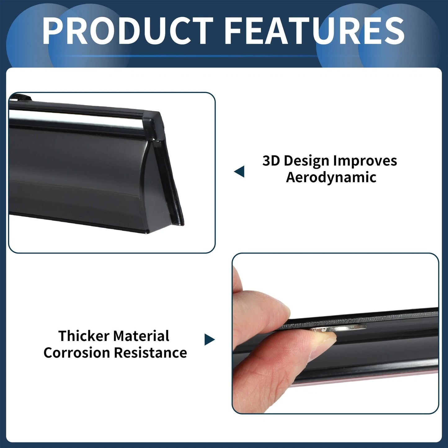 Window Deflectors for Toyota Camry 2007 Side Window Vent Visors Black 1 Set