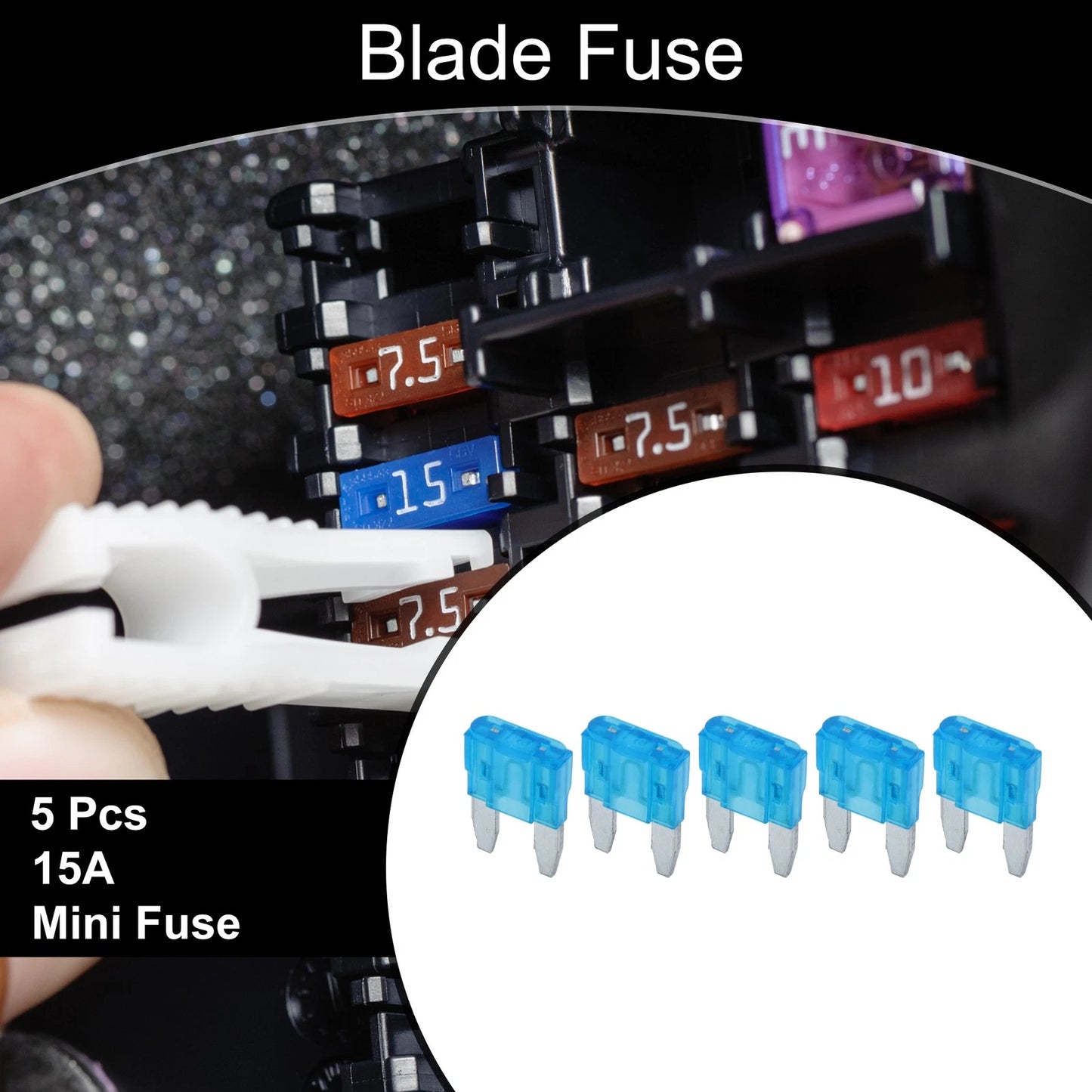 Mini Fuse 15A Blade Fuse 5 Pcs for Car Boat Truck RV Motorcycle