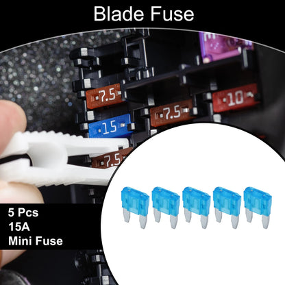 Mini Fuse 15A Blade Fuse 5 Pcs for Car Boat Truck RV Motorcycle