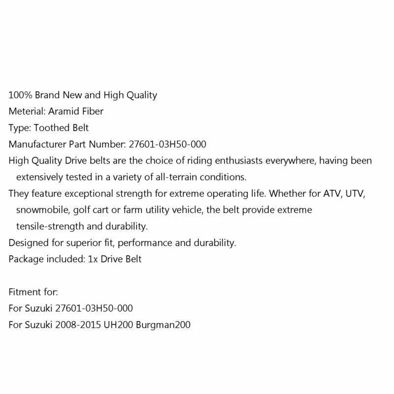 Timing Belt V-Belt for Suzuki UH200 Burgman 200 (2008-2015)