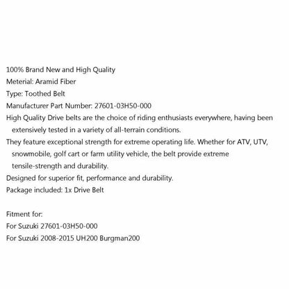 Timing Belt V-Belt for Suzuki UH200 Burgman 200 (2008-2015)