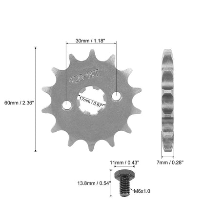 428 Chain 14T 17mm Titanium Tone Front Engine Sprocket for Dirt Bike