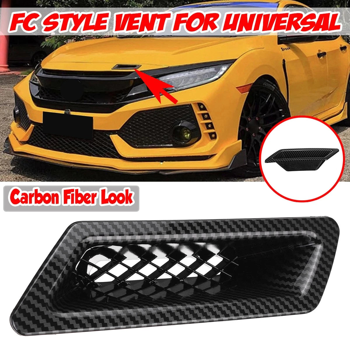 Carbon Fiber Type-R Style Air Vent Duct Insert for Honda Civic (2016–2021)