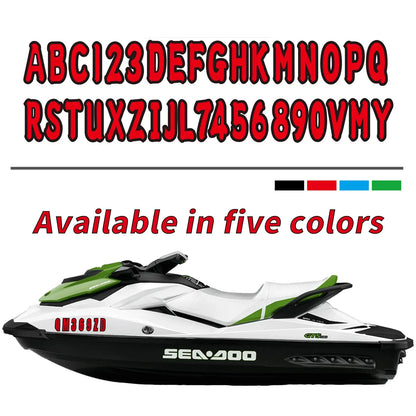 4 x Red Custom Boat Registration Numbers Decal Stickers A-Z 0-9