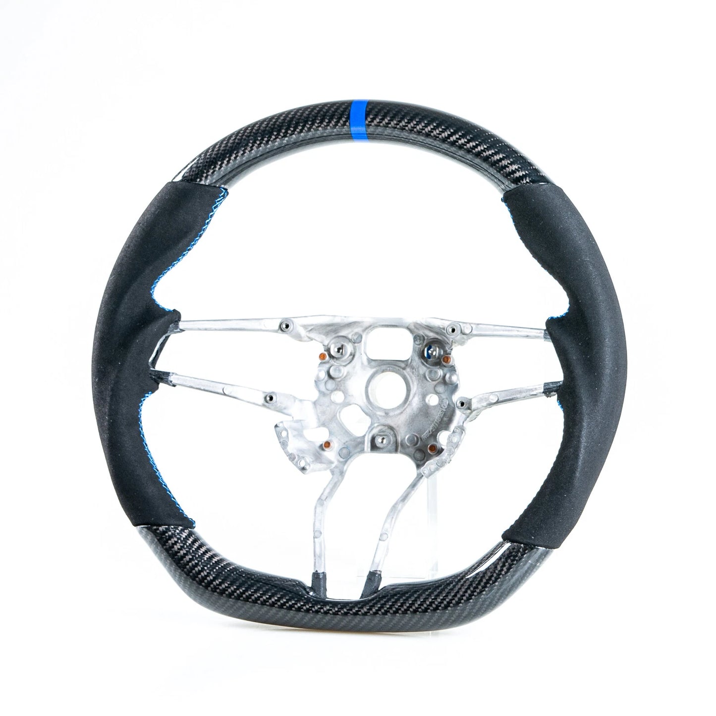 Carbon Suede Blue Steering Wheel for Porsche 911, 718, Boxster, Cayman, Macan (2016-2023)