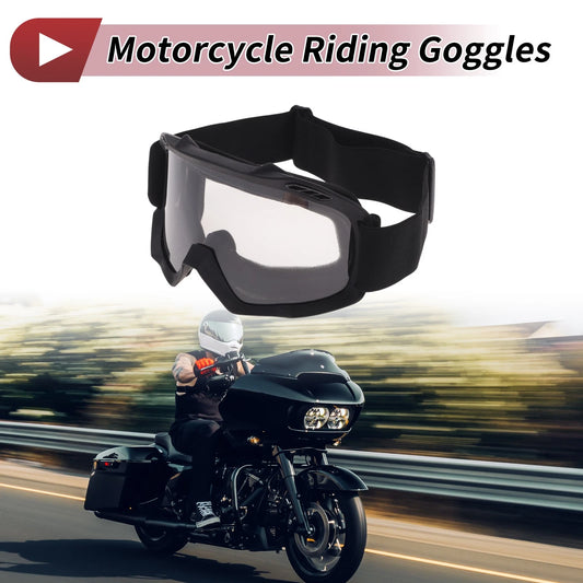 1 Pc Motorcycle Riding Goggles Deep Gray Lens Black Frame PC TPU