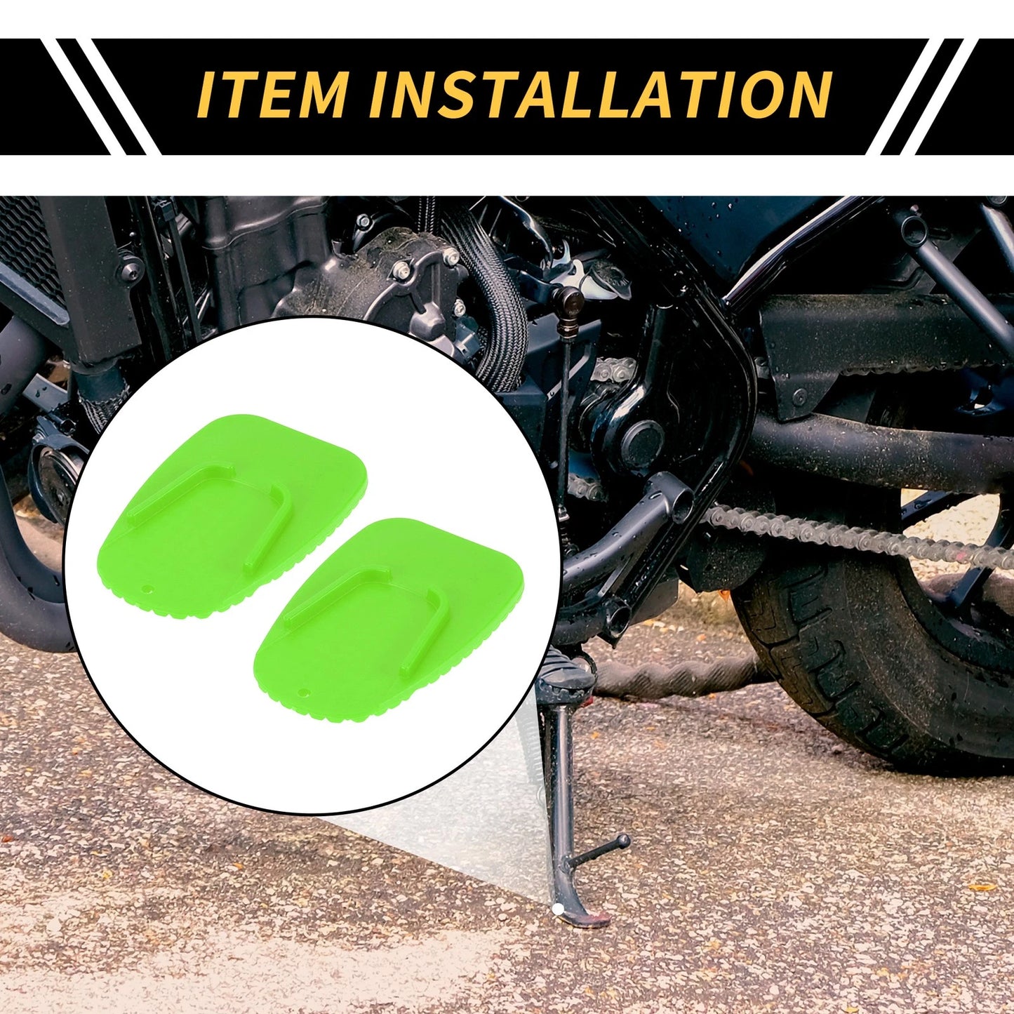 Kickstand Pad 3.54x2.36in Support Plate Green 2 x Universal Motorcycle