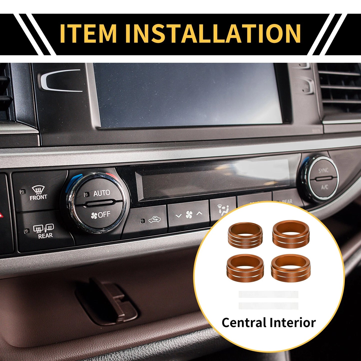 AC Audio Headlight Switch Knob Cover Ring for Jeep Gladiator JT (2018-2021)