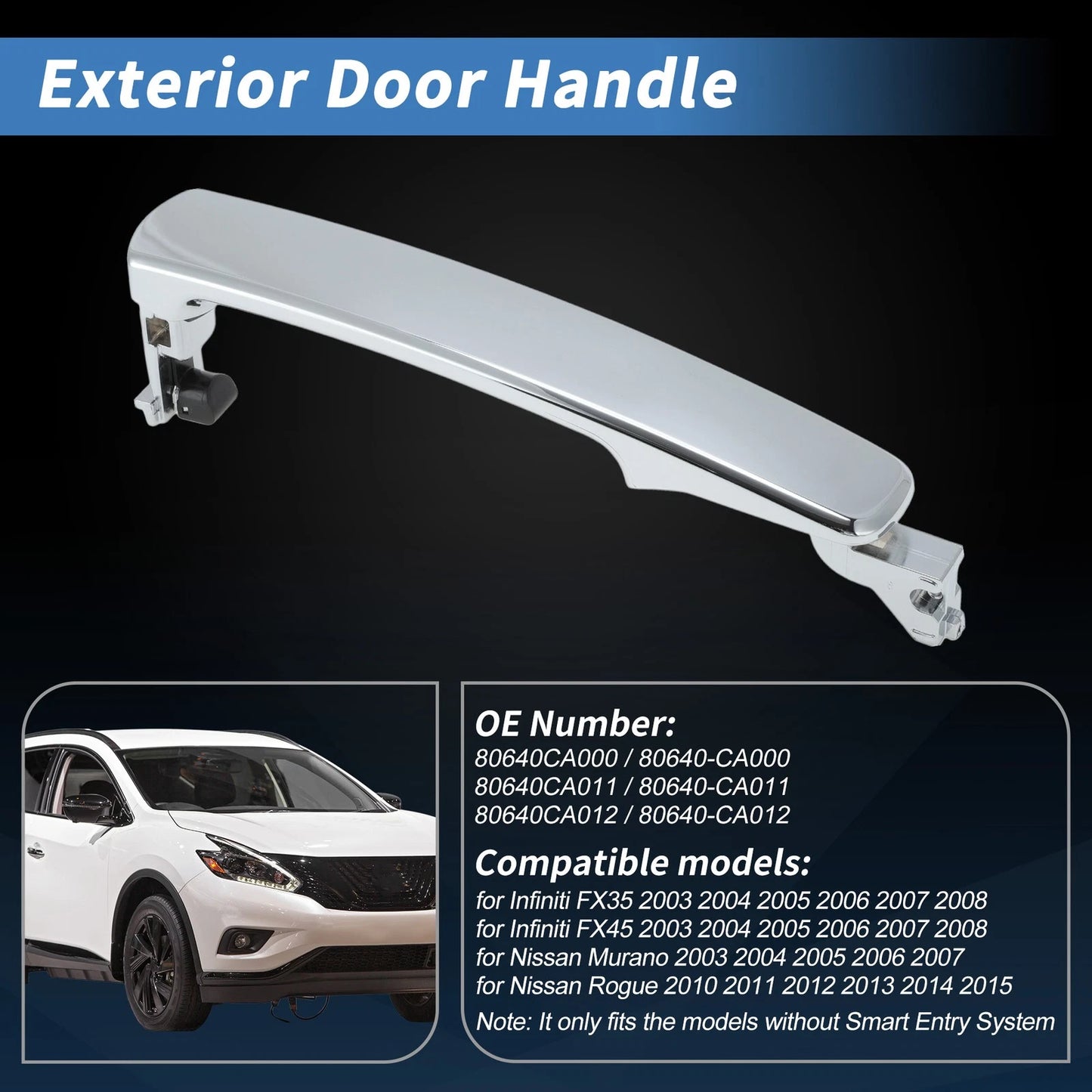 4Pcs Exterior Door Handle Set for Infiniti FX35 FX45