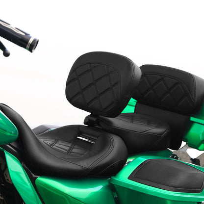 Black Driver Backrest Pad for Harley Touring Electra Street Glide (09-23)