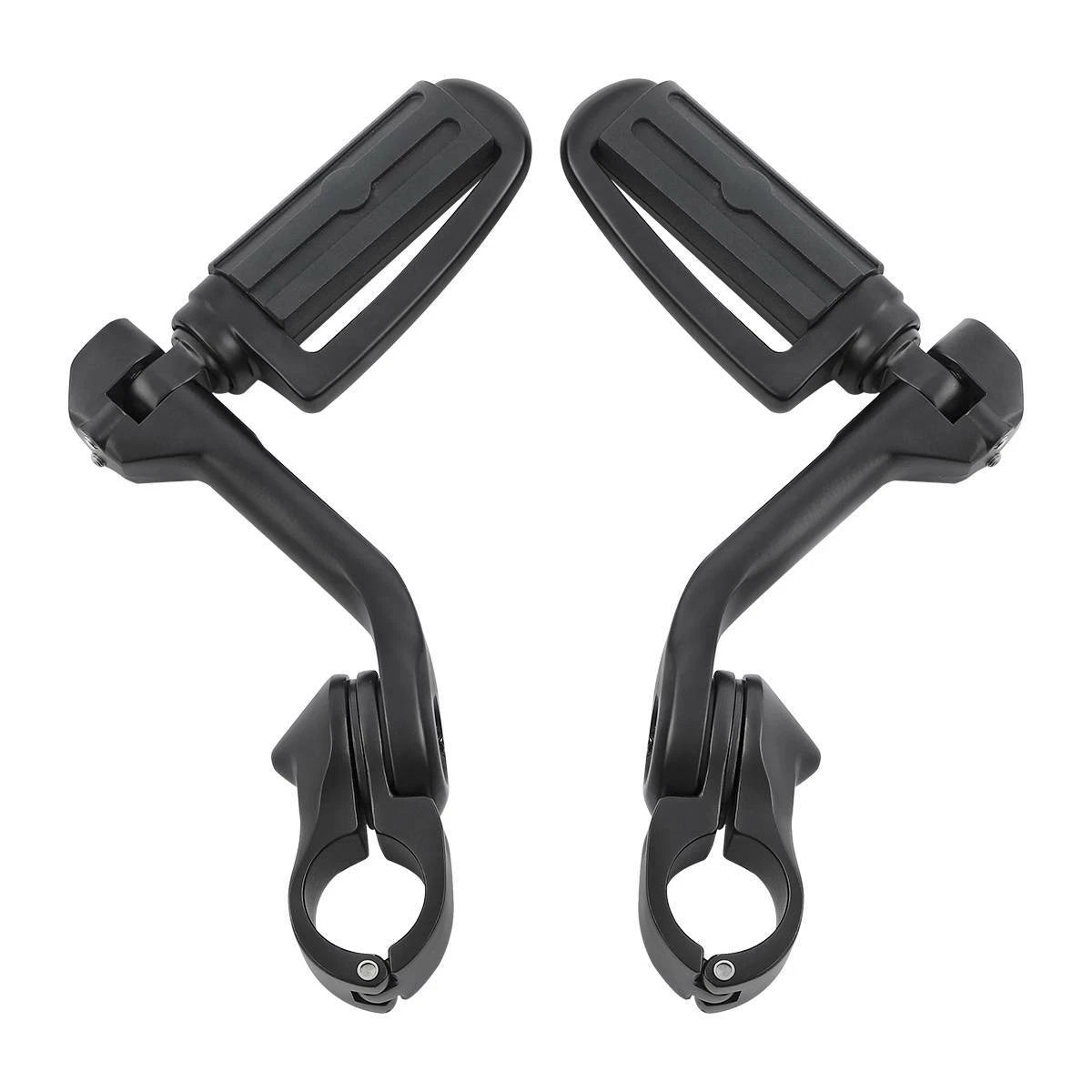 1 1/4 in Highway Bar Footpegs Long Angled Mount Kit for Motorcycle Matte Black