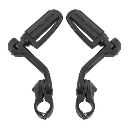 1 1/4 in Highway Bar Footpegs Long Angled Mount Kit for Motorcycle Matte Black