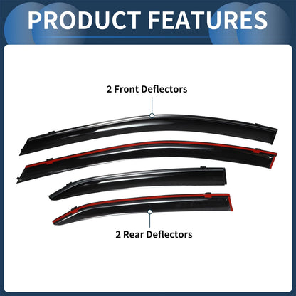 Window Deflectors for Toyota Camry Side Window Vent Visors Black 2018