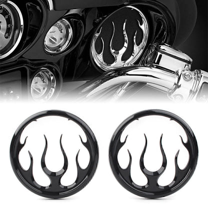 Black Flame Speaker Grill Accent Trim Cover for Harley Electra Glide (2009-2023)