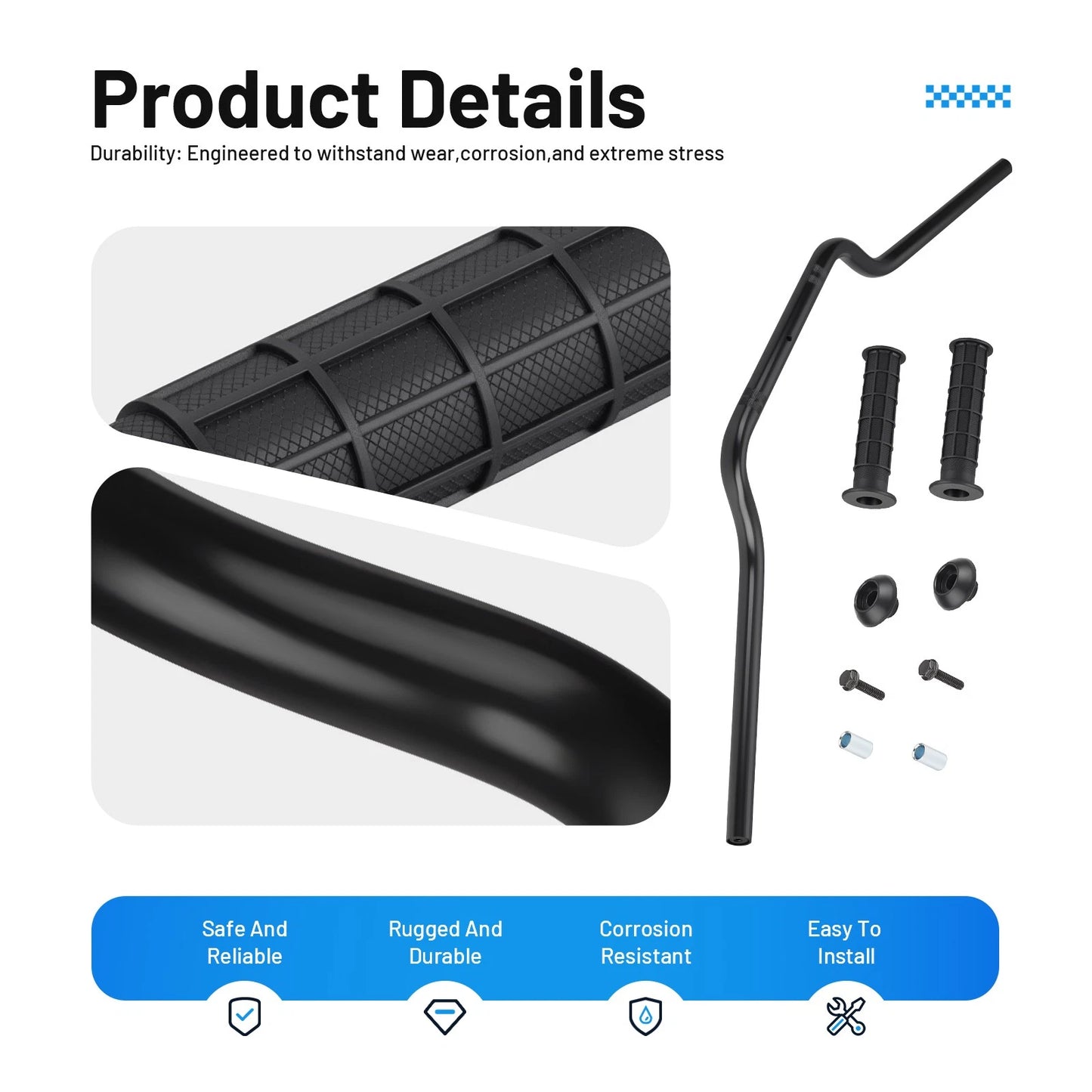 Heavy Duty Handlebar & Grips for Honda ATC350X/ATC200X/ATC250R 1983-1987