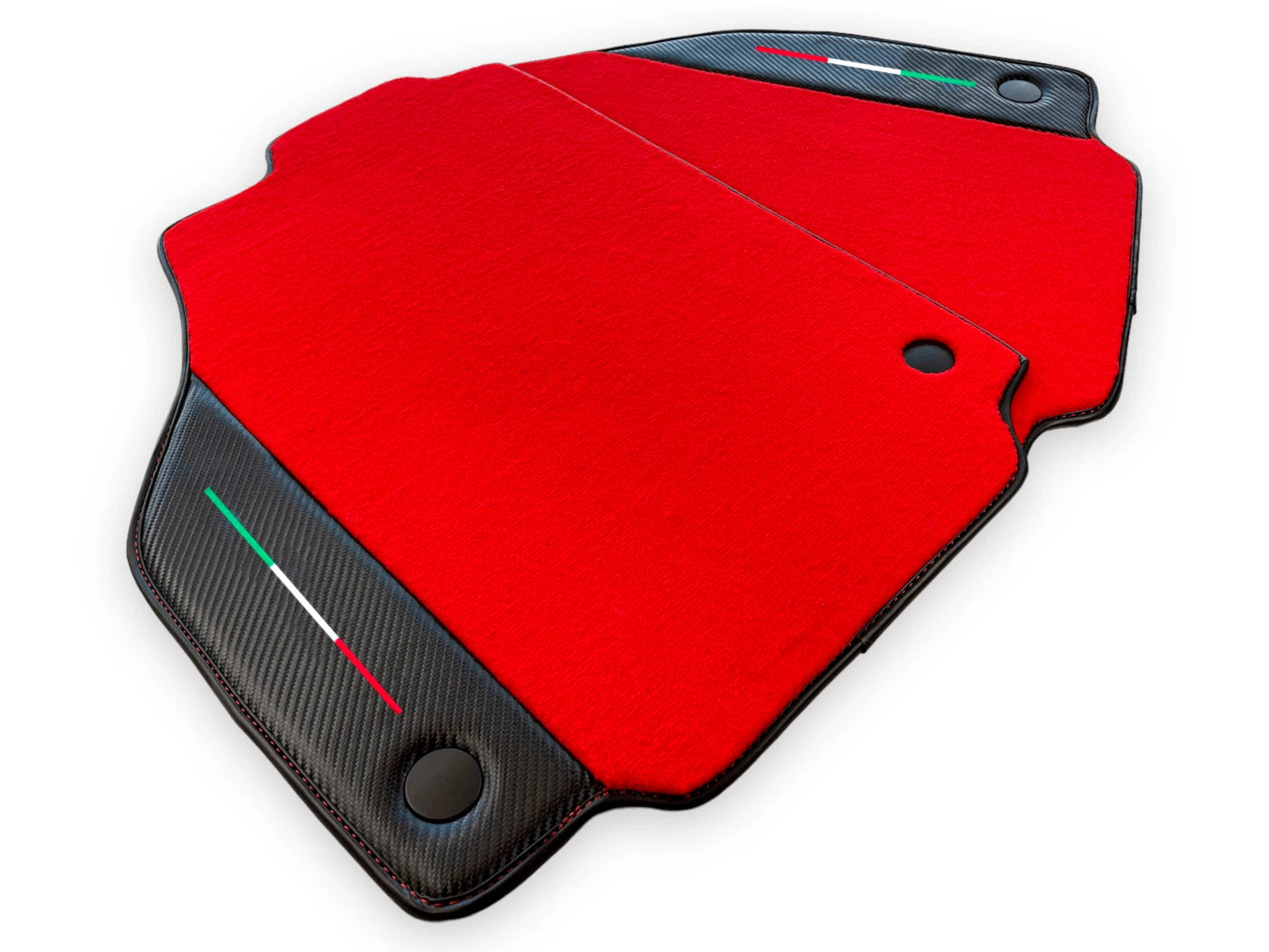 Red Floor Mats for Ferrari 488 Pista Spider Tailored Carpets with Carbon Fiber