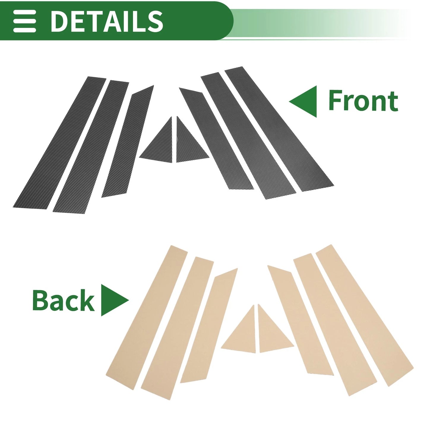 8 Pcs Door Pillar Window Trim for Infiniti EX35 (2008 - 2015) Carbon Fiber