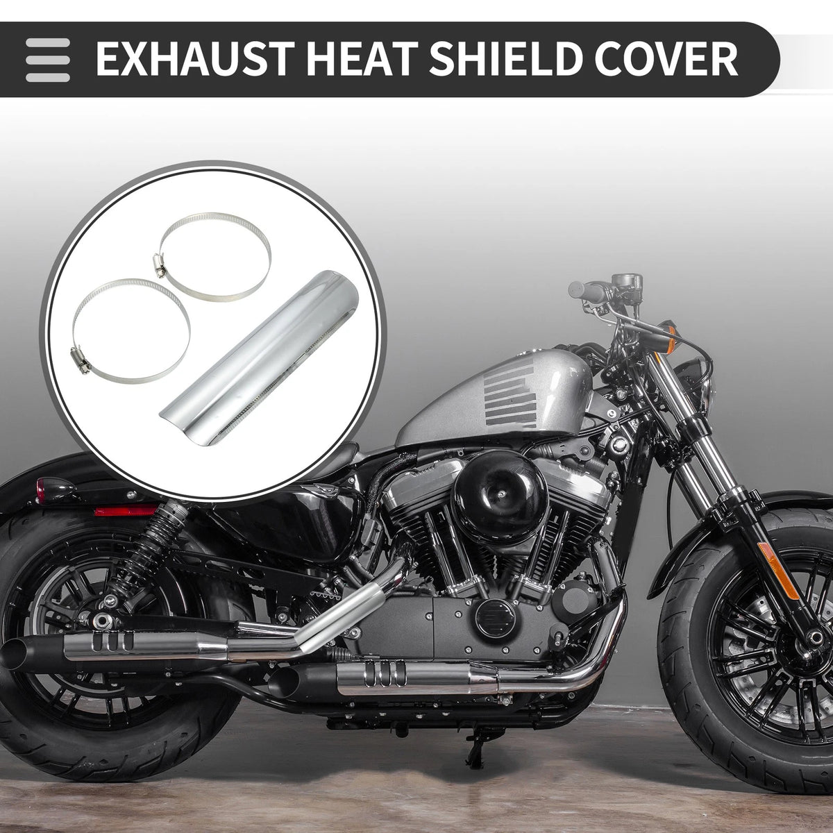 Exhaust Muffler Pipe Heat Shield Curved 226x60mm for Universal Motorcycle