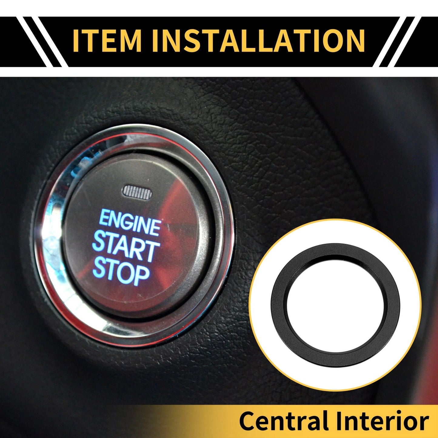Engine Start Stop Button Knob Cover Ring for Toyota Tacoma (2016–2023)