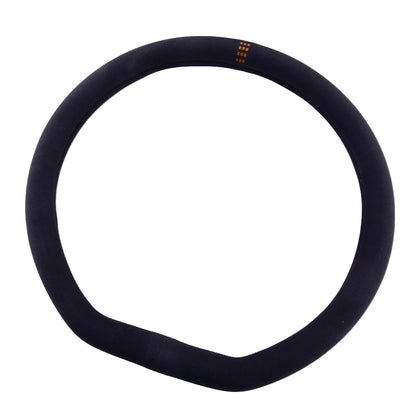 D-Shape Black Faux Suede Steering Wheel Cover for Universal Cars