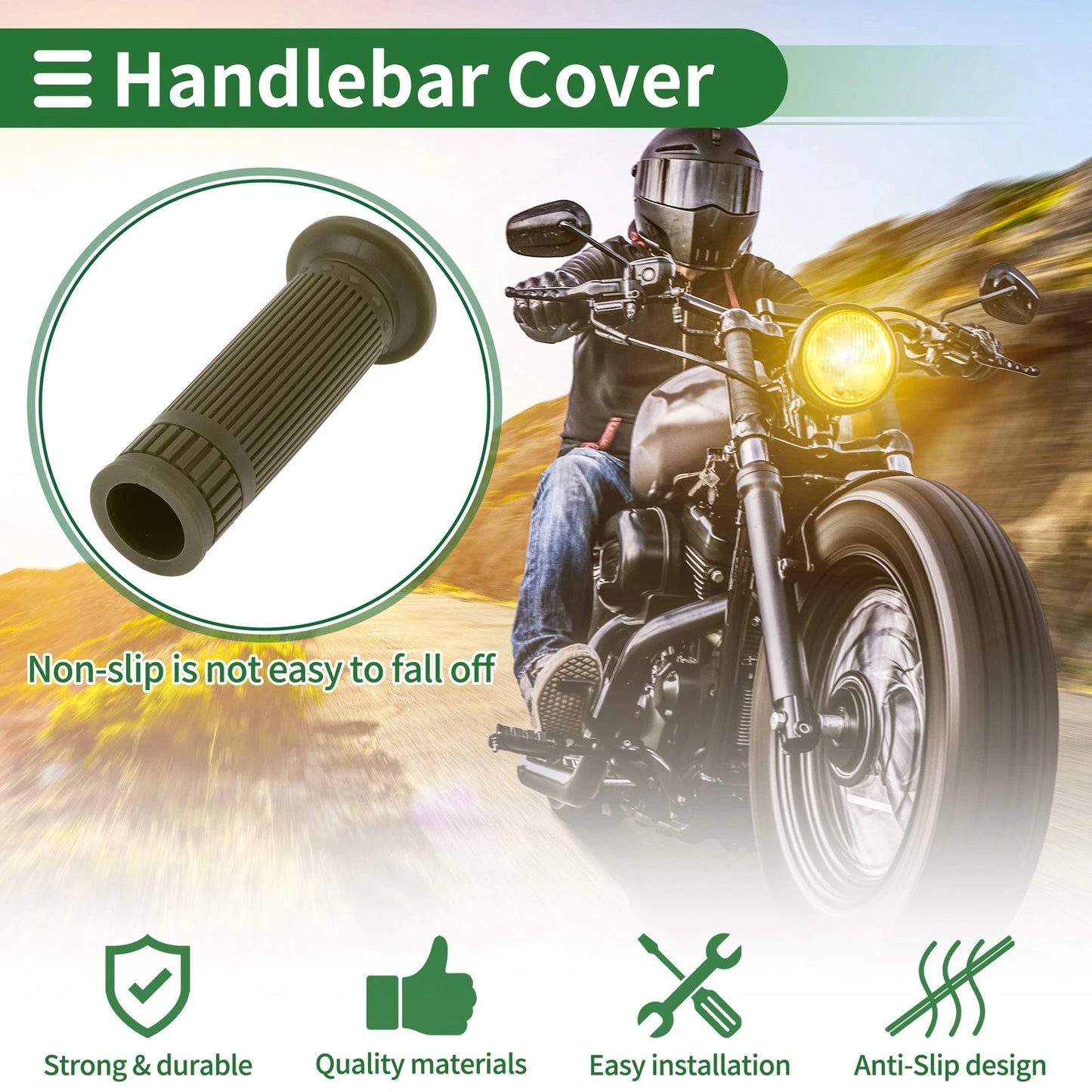 25mm Motorcycle Handlebar Grips TPU Green