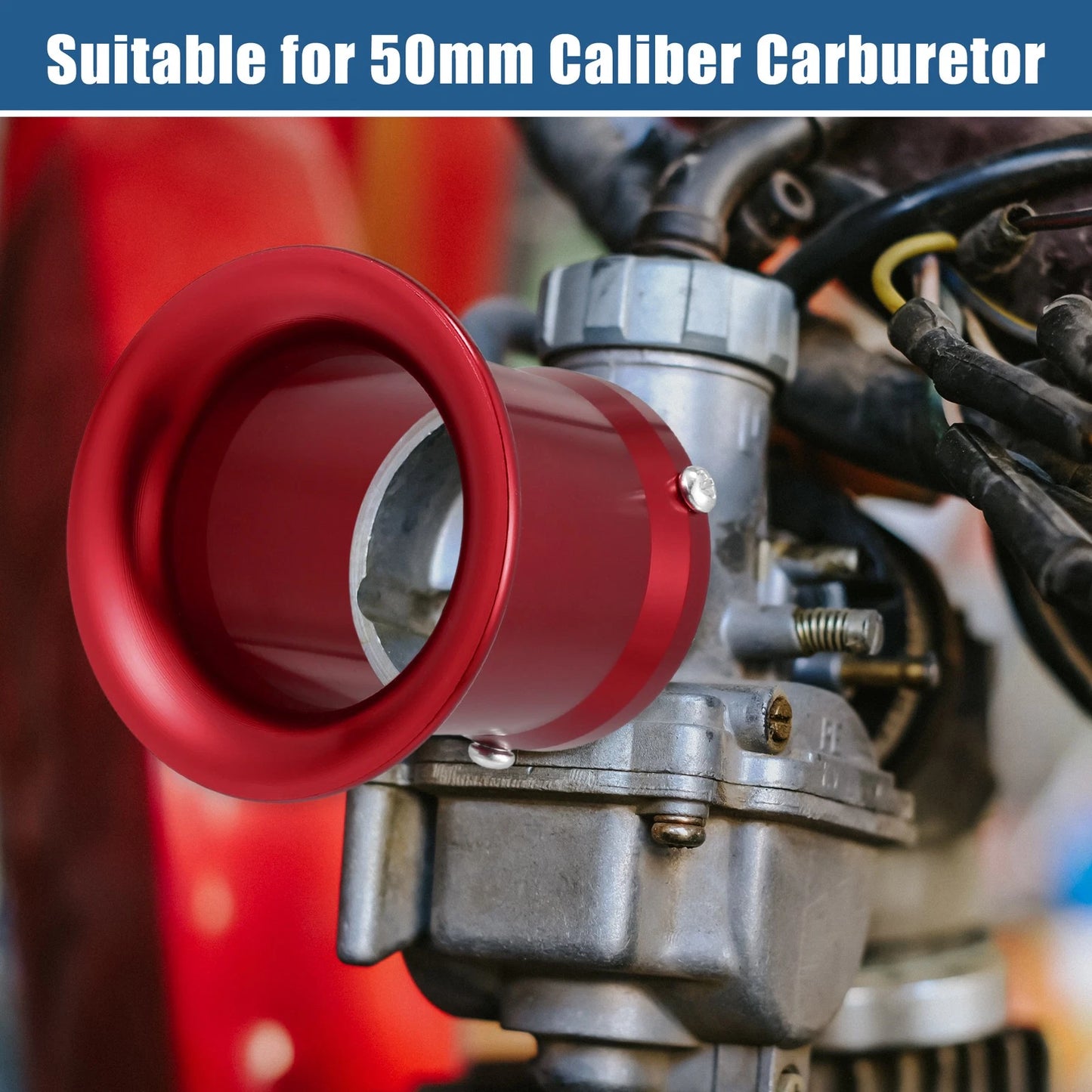 55mm Velocity Stack Carb Air Filter Funnel Trumpet Red for Motorcycle