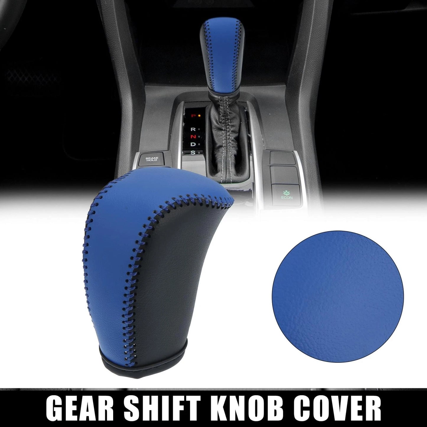Faux Leather Black Blue Gear Shift Knob Cover for Honda Civic (2006-2011)
