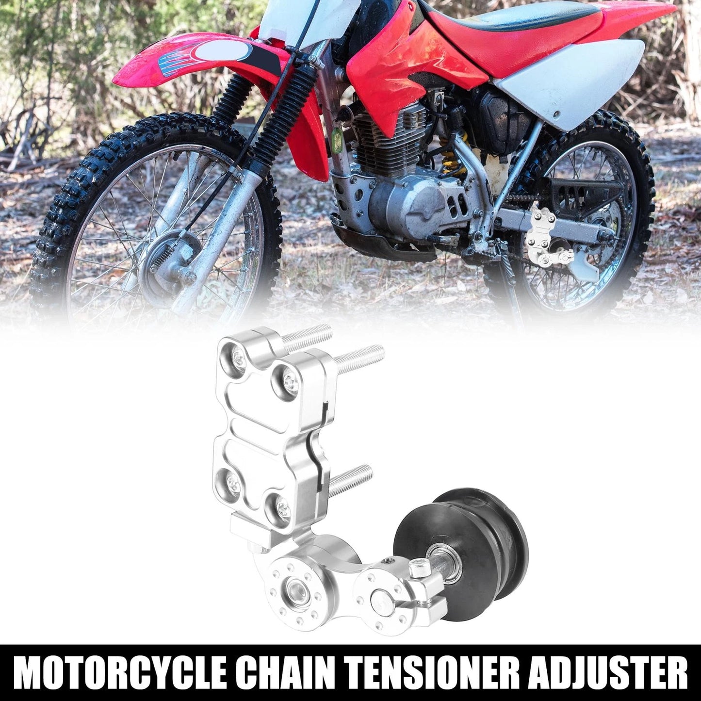 Silver Tone Aluminum Alloy Chain Tensioner Automatic Adjuster for Motorcycle