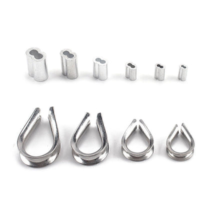 195Pcs M2/3/4/5 Thimble & 6-Size Aluminum Crimping Loop Sleeves