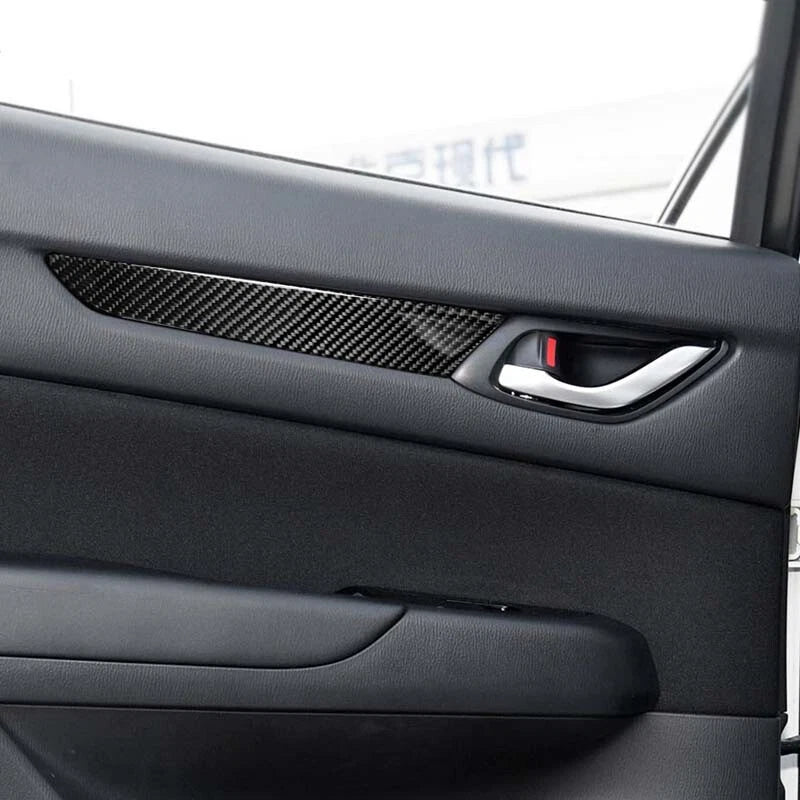 4pcs Carbon Fiber Side Door Panel Decor Trim Fit For Mazda CX-5 2017-2018