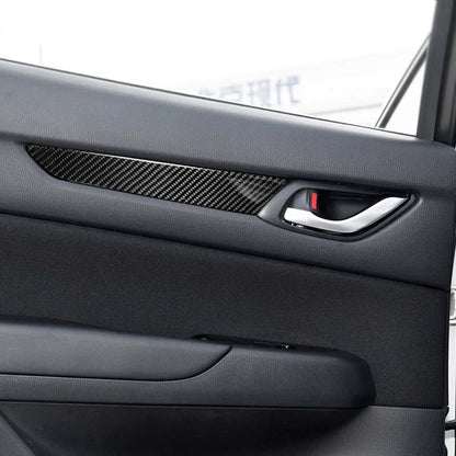4pcs Carbon Fiber Side Door Panel Decor Trim Fit For Mazda CX-5 2017-2018