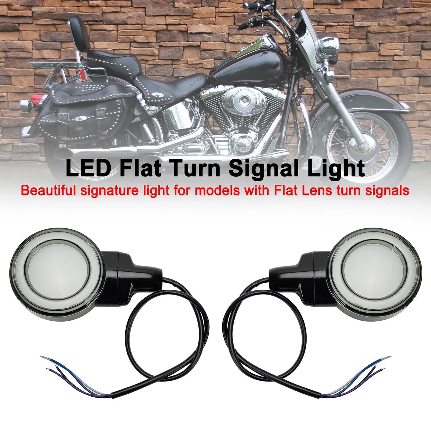 LED Turn Signal Flat for Harley Heritage Softail Classic (1999-2023) Black
