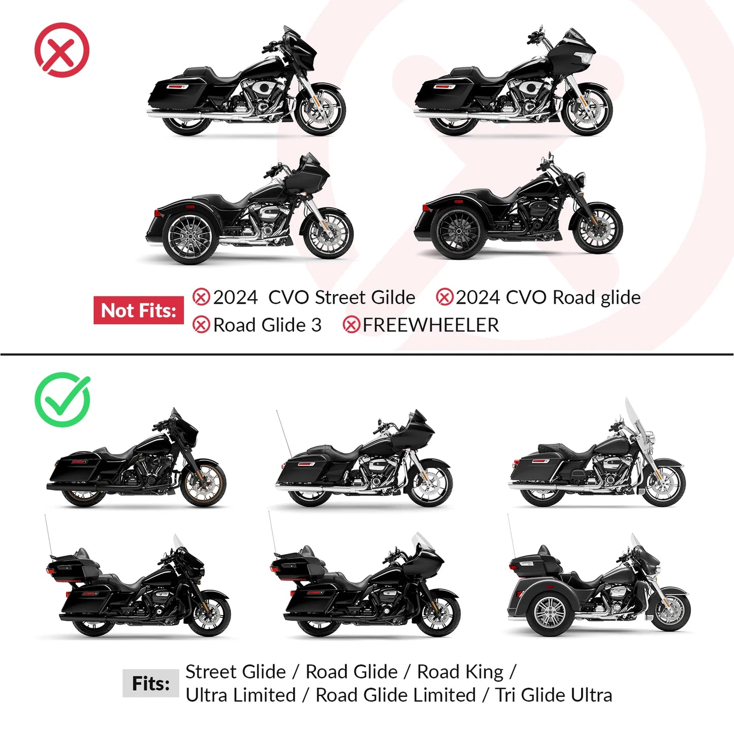 Black White Gel Seat Backrest for Harley Street Glide (2014-2023)