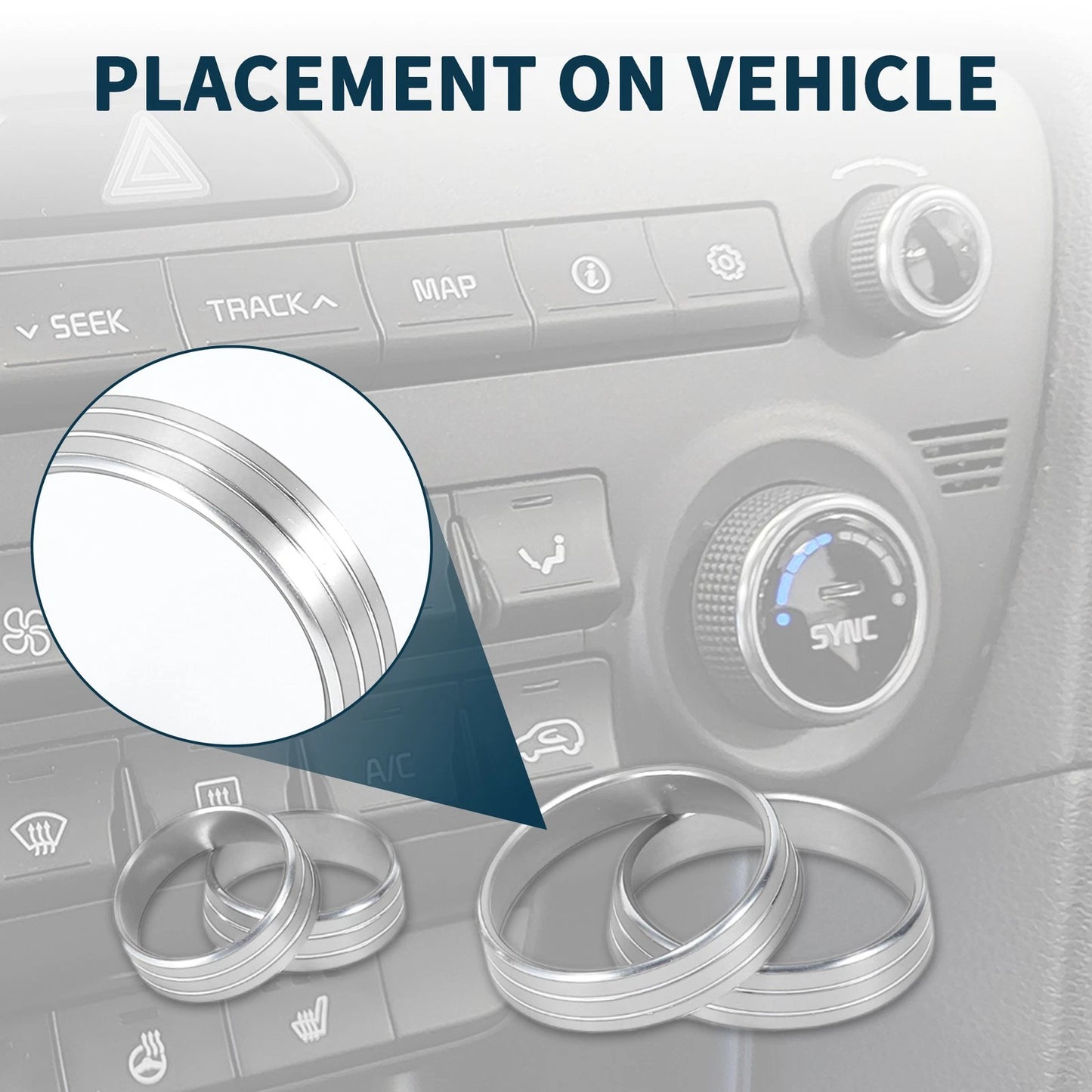 4 x Silver Tone Media Volume Switch Knob Cover Ring for Kia Sportage (2017-2023)