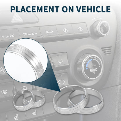 4 x Silver Tone Media Volume Switch Knob Cover Ring for Kia Sportage (2017-2023)
