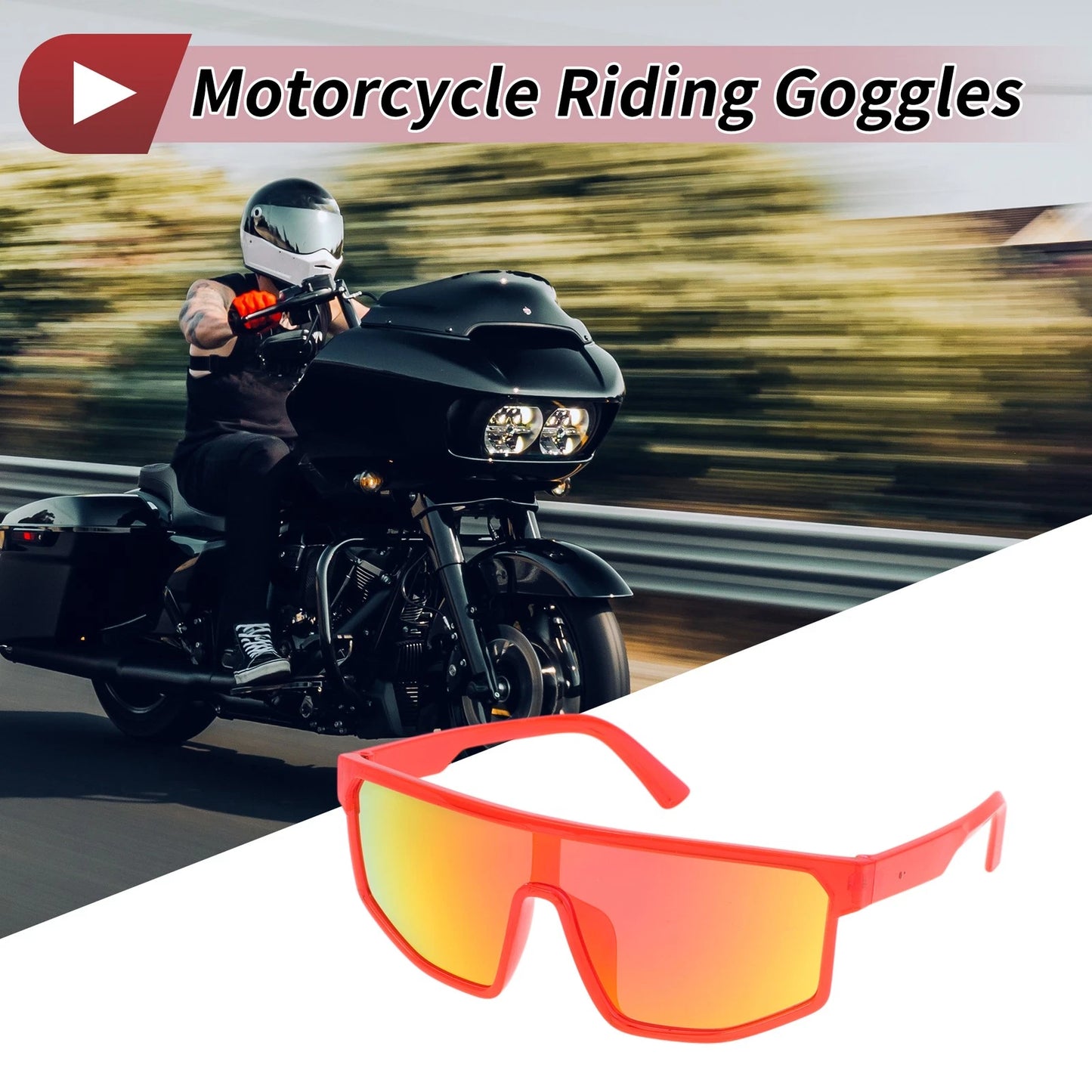 Motorcycle Riding Goggles Red Lens Red Frame Cycling Sunglasses
