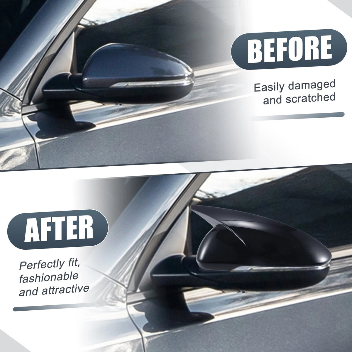 Rearview Mirror Cover Overlay Gloss Black for Kia Forte Cerato K3 (19-24)