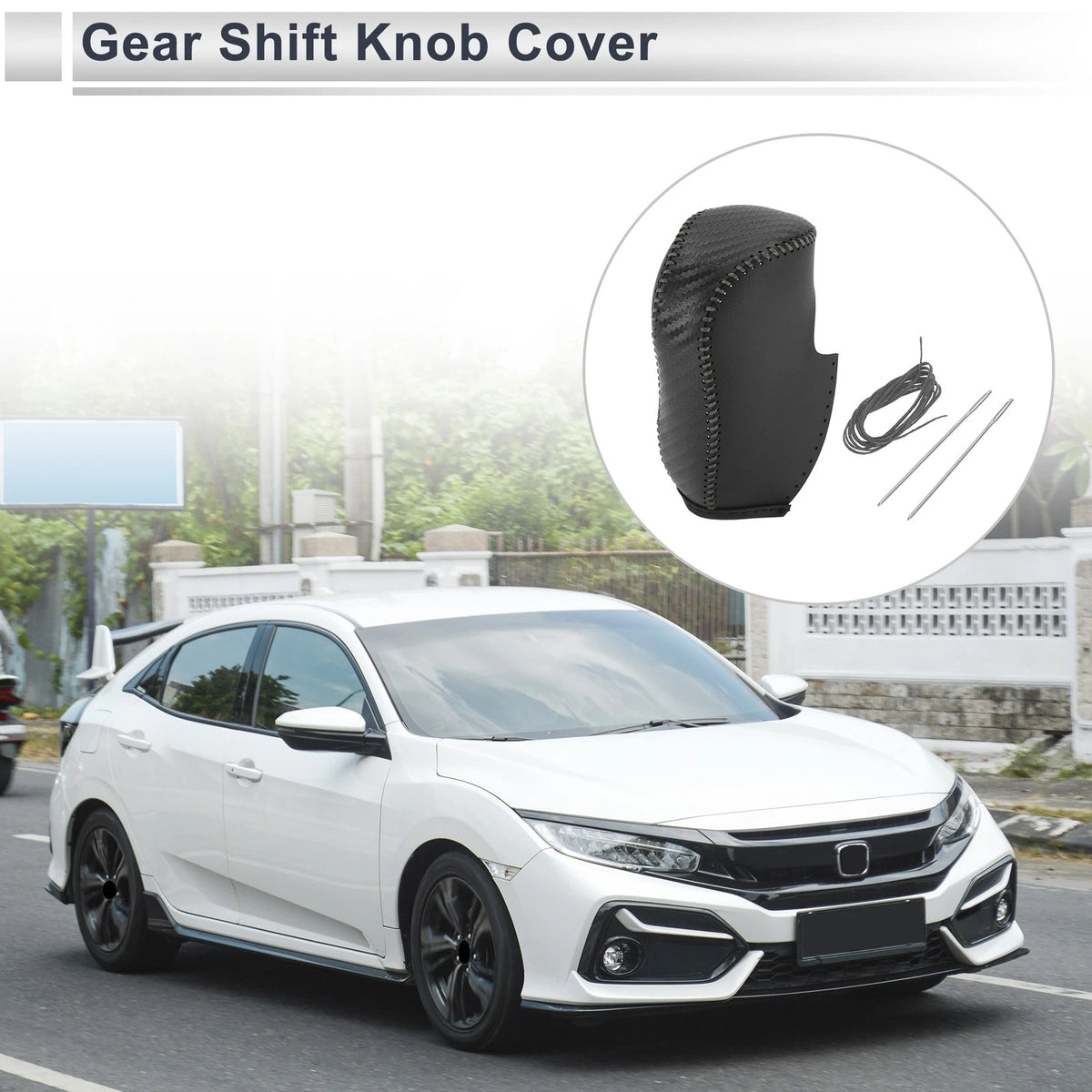 Gear Shift Knob Cover for Honda Civic 2012-2014 Black Carbon Fiber