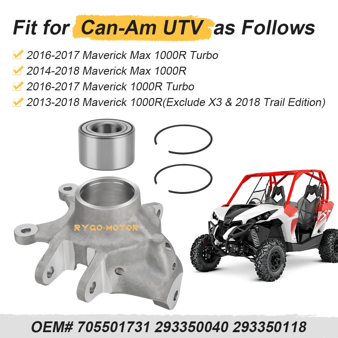 Rear Wheel Axle knuckle & Bearing for Can-Am Maverick Max 1000R (2014–2018)