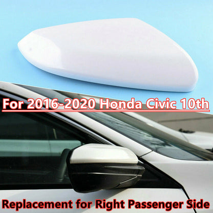 1x Pearl White Right Side Mirror Cover Shell Cap for Honda Civic (2016–2020)