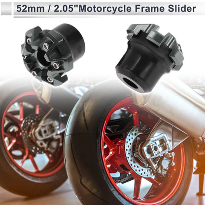 2 x 14mm Aluminum Alloy Motorcycle Slider Frame Titanium Tone Black