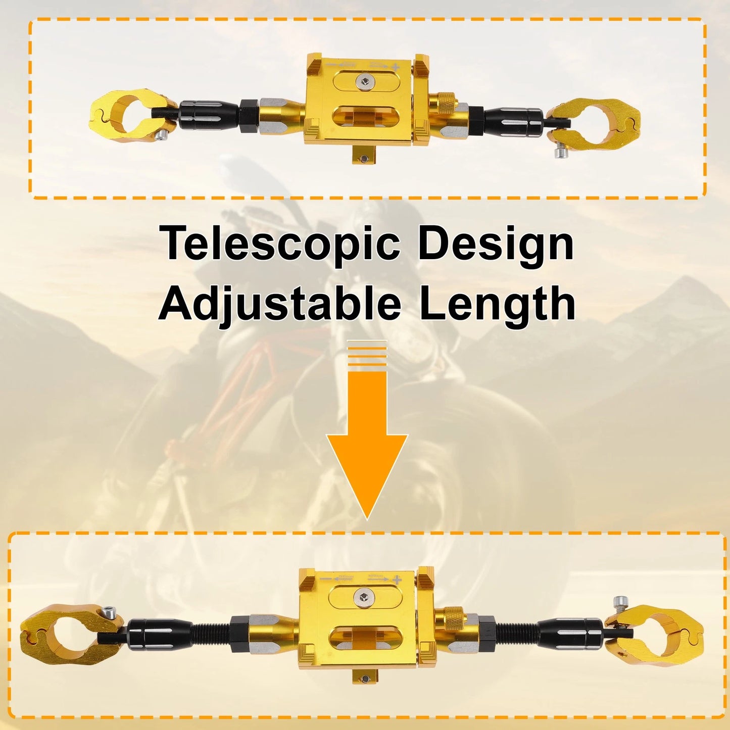Handle Bar Extender Bracket 265mm Center Hole Gold Tone for Motorcycle