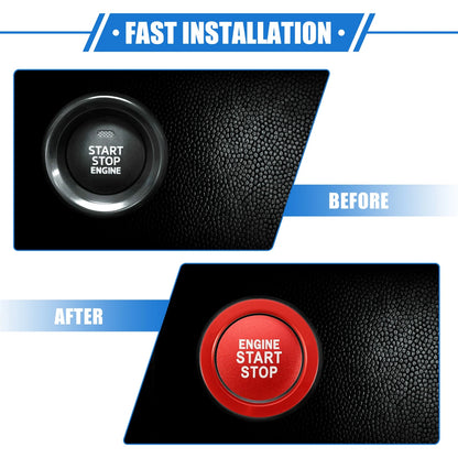 Engine Start Stop Button Cover Ring Kit for Toyota Highlander (2020-2022) Red